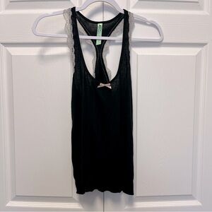 Honeydew Women Fitted Lace Trim Racerback Top Sz S Romantic Babydoll Stretch Y2K